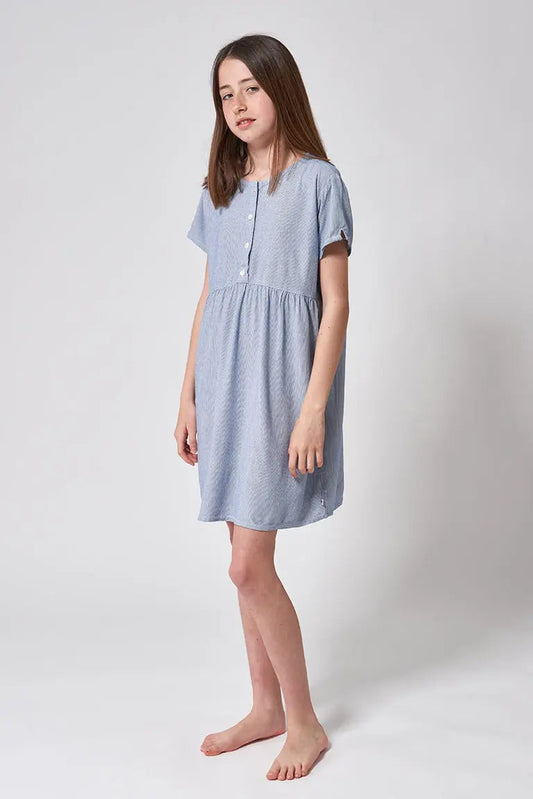 Robe à rayures pour fille, avec boutons, confectionnée en viscose 100%