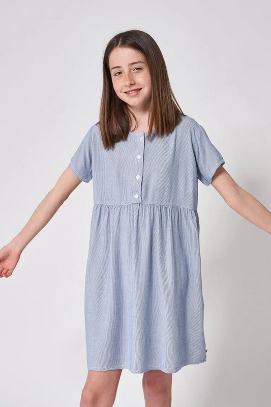 Robe à rayures pour fille, avec boutons, confectionnée en viscose 100%