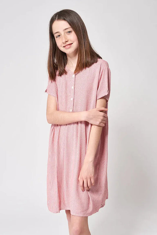 Robe à rayures pour fille, avec boutons, confectionnée en viscose 100%