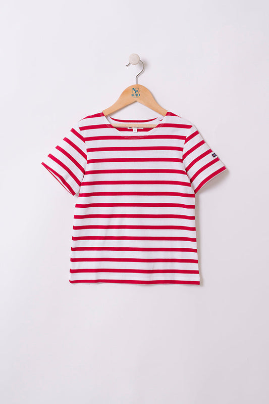 Boys' short-sleeved striped cotton Marseillaise T-shirt - N2208 OUTLET