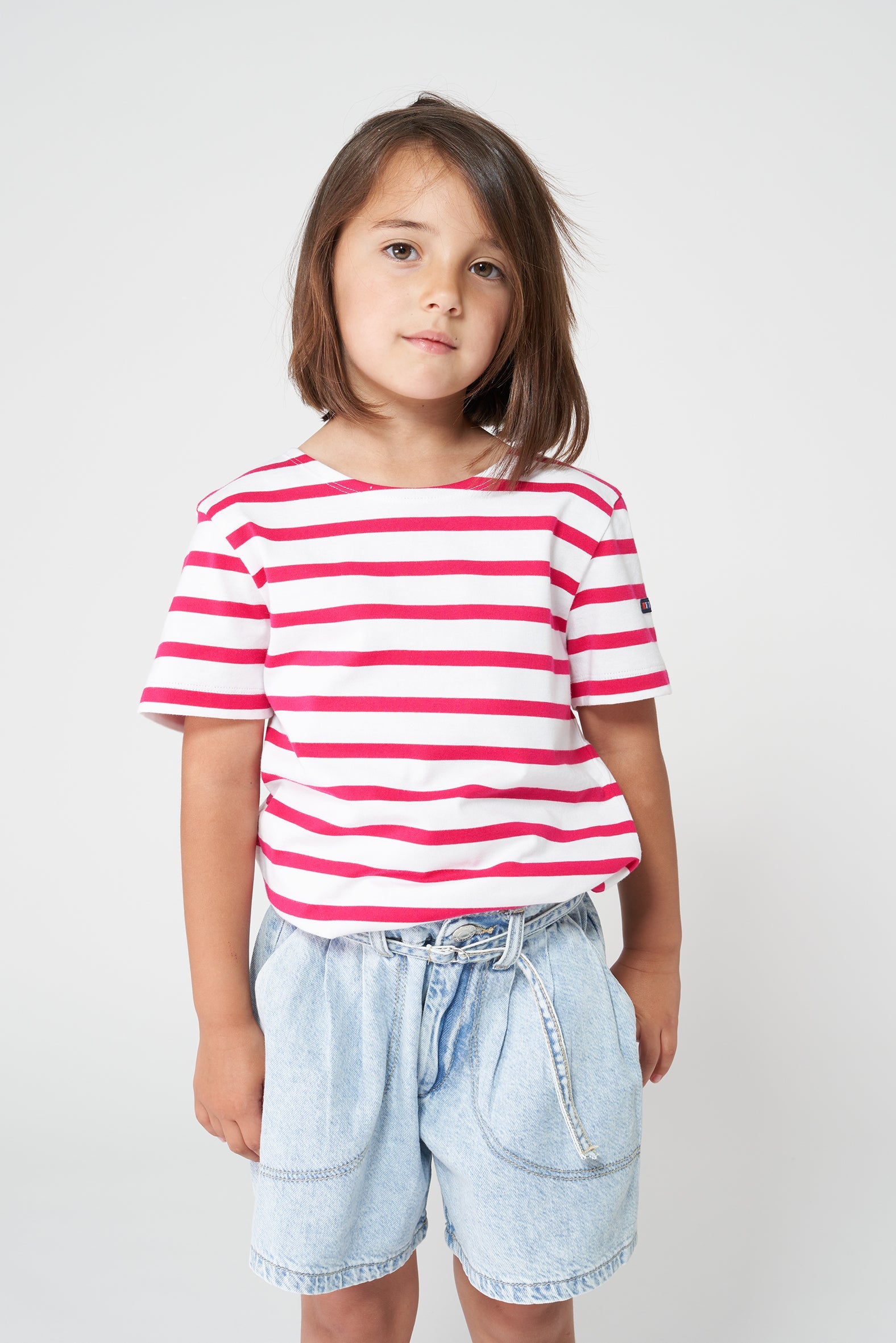 Boys' short-sleeved striped cotton Marseillaise T-shirt - N2208 OUTLET