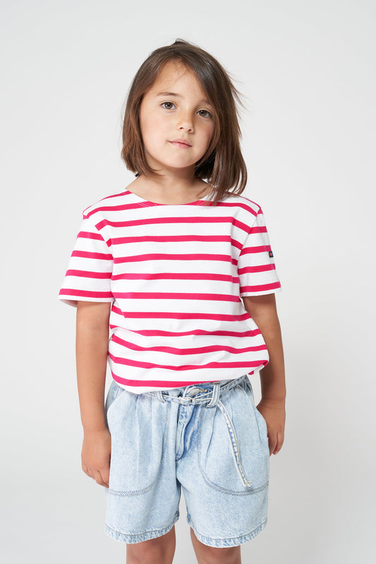 Boys' short-sleeved striped cotton Marseillaise T-shirt - N2208 OUTLET