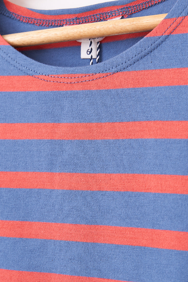 Boys' short-sleeved striped cotton Marseillaise T-shirt - N2208 OUTLET