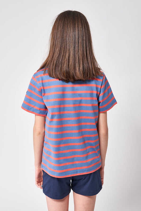 Boys' short-sleeved striped cotton Marseillaise T-shirt - N2208 OUTLET