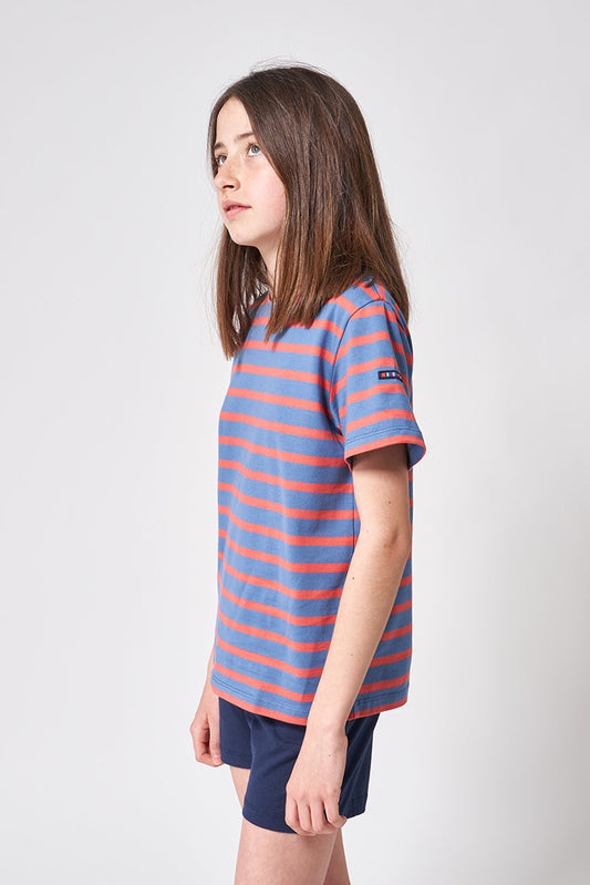 Boys' short-sleeved striped cotton Marseillaise T-shirt - N2208 OUTLET