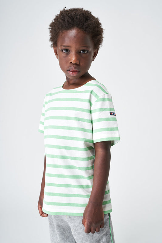 Boys' short-sleeved striped cotton Marseillaise T-shirt - N2208 OUTLET