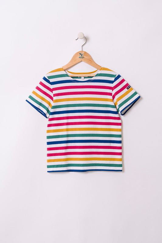 Boys' short-sleeved striped cotton Marseillaise T-shirt - N2208 OUTLET