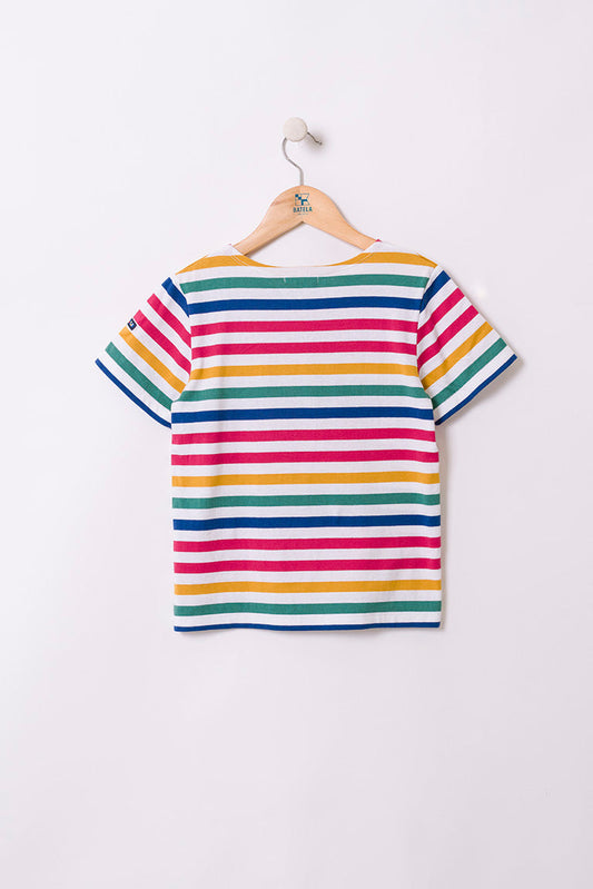 Boys' short-sleeved striped cotton Marseillaise T-shirt - N2208 OUTLET
