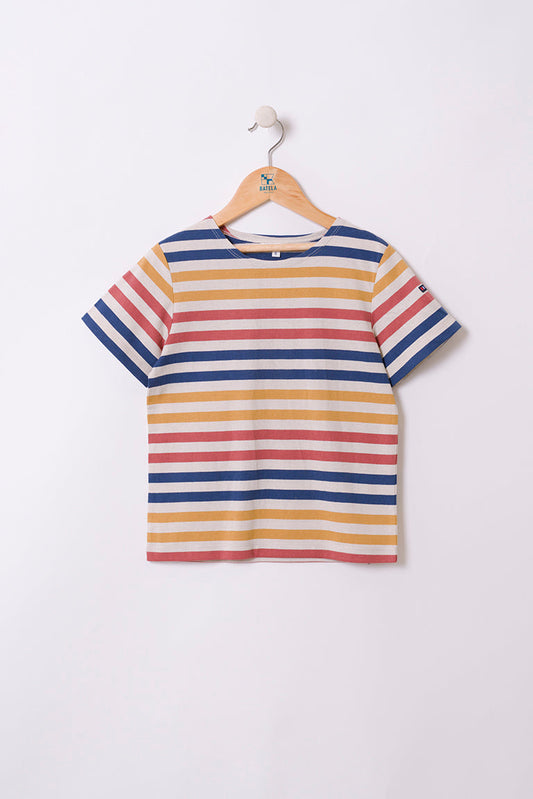 Boys' short-sleeved striped cotton Marseillaise T-shirt - N2208 OUTLET