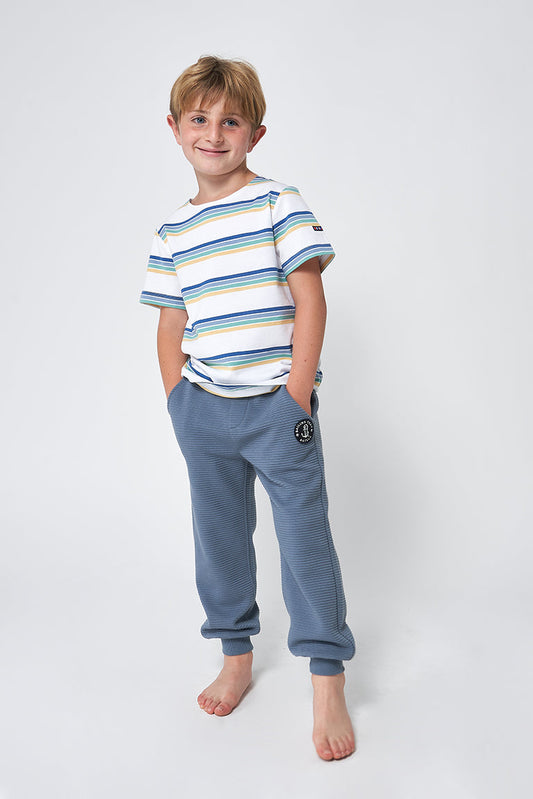 Boys' short-sleeved striped cotton Marseillaise T-shirt - N2208 OUTLET