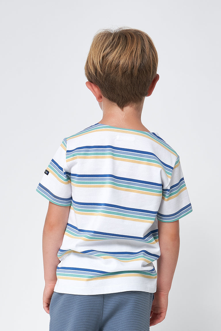 Boys' short-sleeved striped cotton Marseillaise T-shirt - N2208 OUTLET