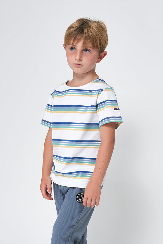 Boys' short-sleeved striped cotton Marseillaise T-shirt - N2208 OUTLET