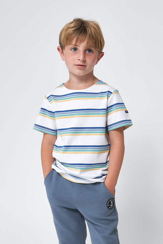 Boys' short-sleeved striped cotton Marseillaise T-shirt - N2208 OUTLET