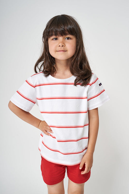 Boys' short-sleeved striped cotton Marseillaise T-shirt - N2208 OUTLET