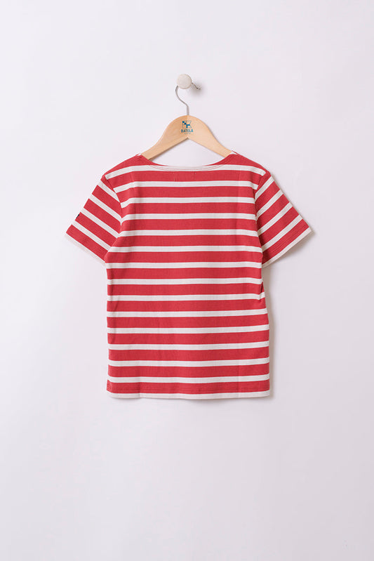 Boys' short-sleeved striped cotton Marseillaise T-shirt - N2208 OUTLET