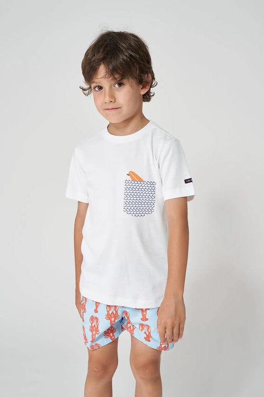 Short-sleeved cotton pocket surf t-shirt
