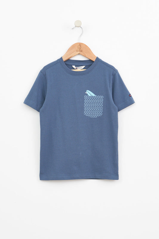 Short-sleeved cotton pocket surf t-shirt