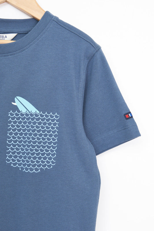 Short-sleeved cotton pocket surf t-shirt