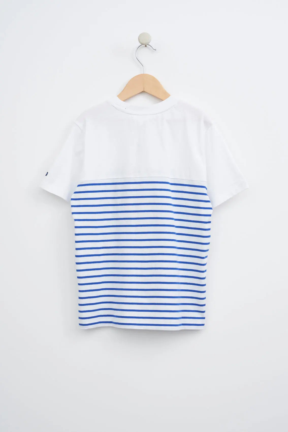 Plain and striped short-sleeved T-shirt with pocket