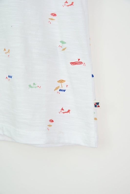 Flamed beach print t-shirt