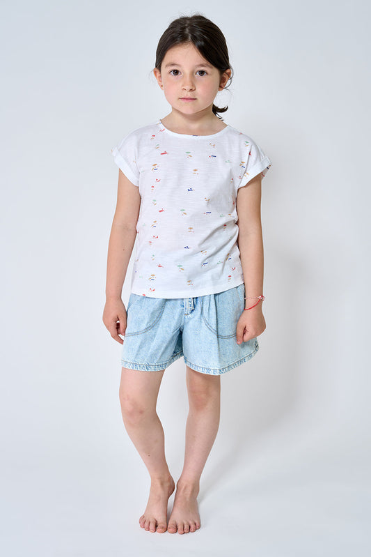 Flamed beach print t-shirt
