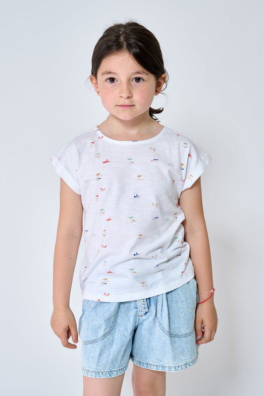 Flamed beach print t-shirt
