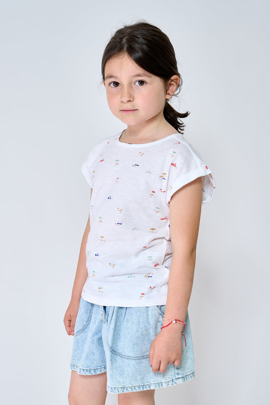 Flamed beach print t-shirt