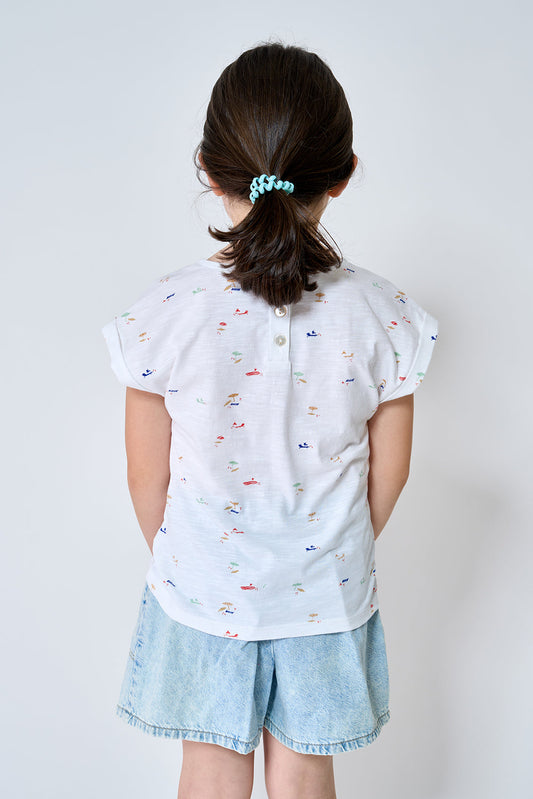 Flamed beach print t-shirt