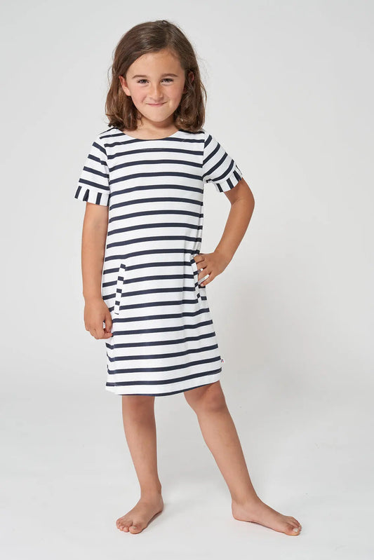 Vestido de algodón a rayas y bolsillos