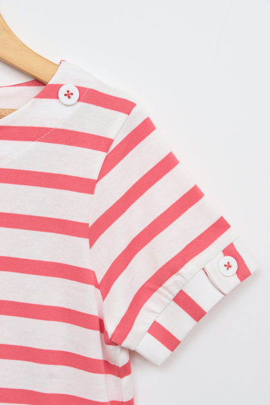 Vestido de algodón a rayas y bolsillos