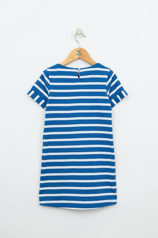 Vestido de algodón a rayas y bolsillos