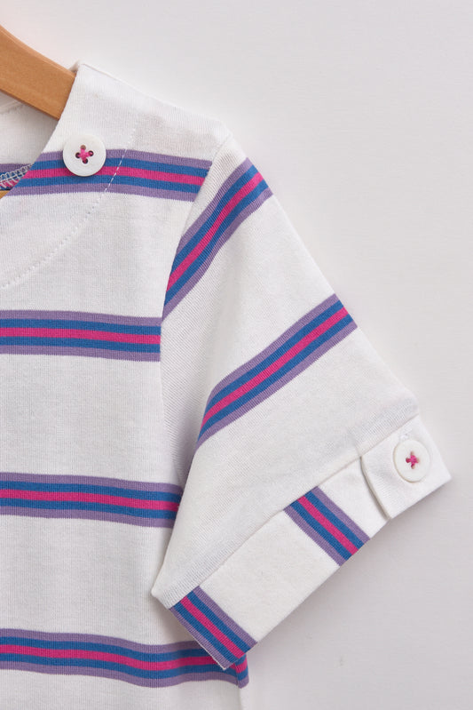 Vestido de algodón a rayas y bolsillos