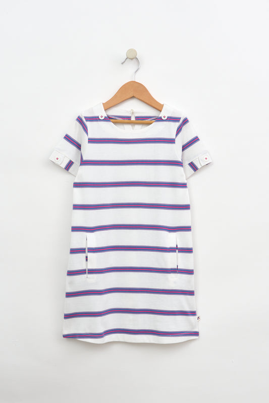 Vestido de algodón a rayas y bolsillos