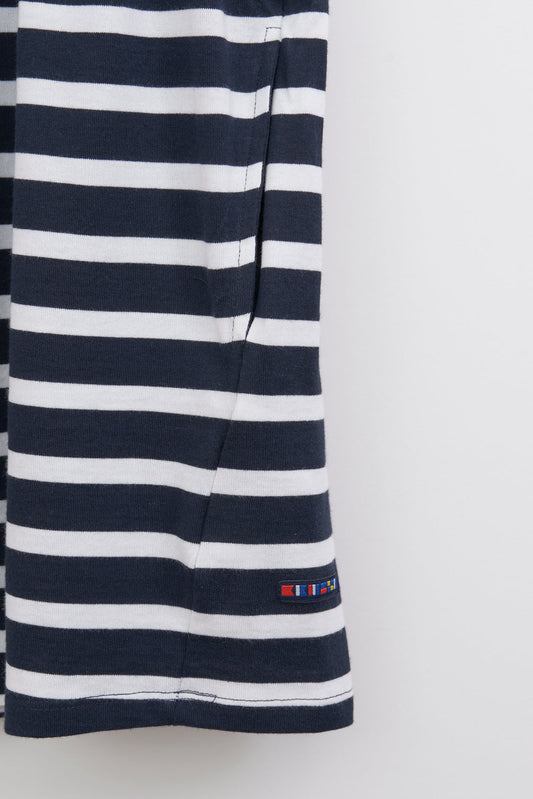 Girl's dress in plain and striped cotton