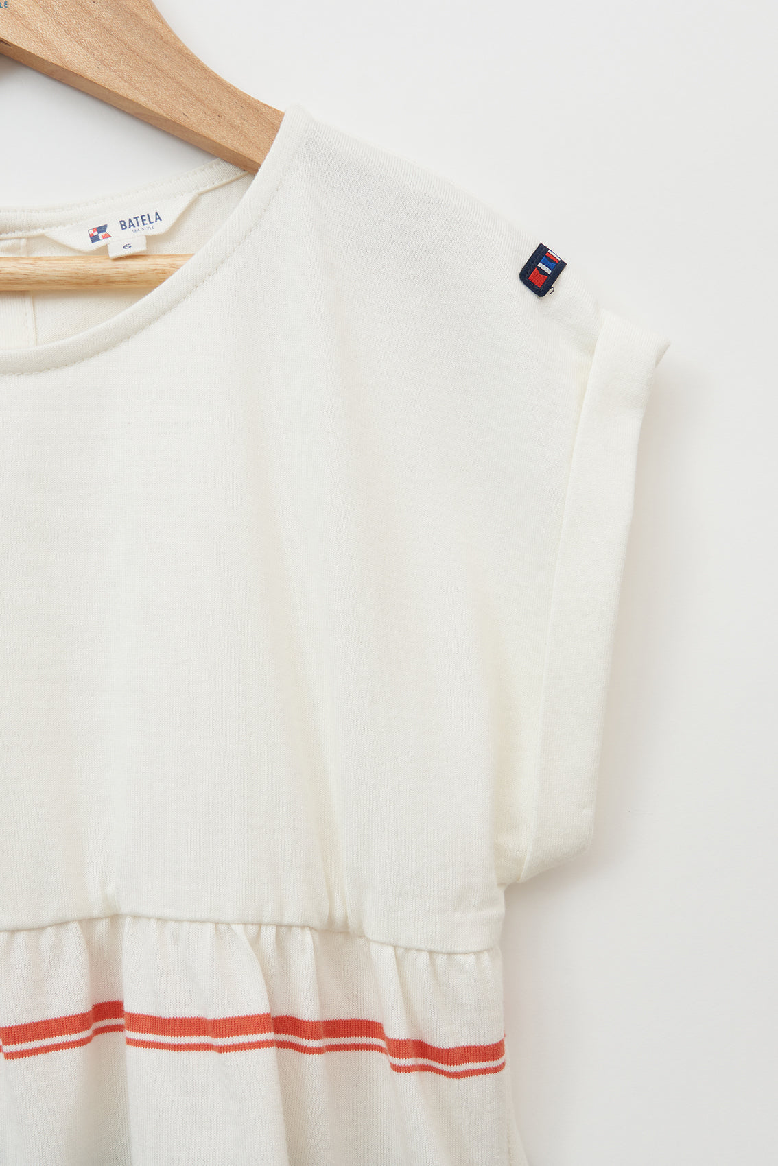 Girl's dress in plain and striped cotton