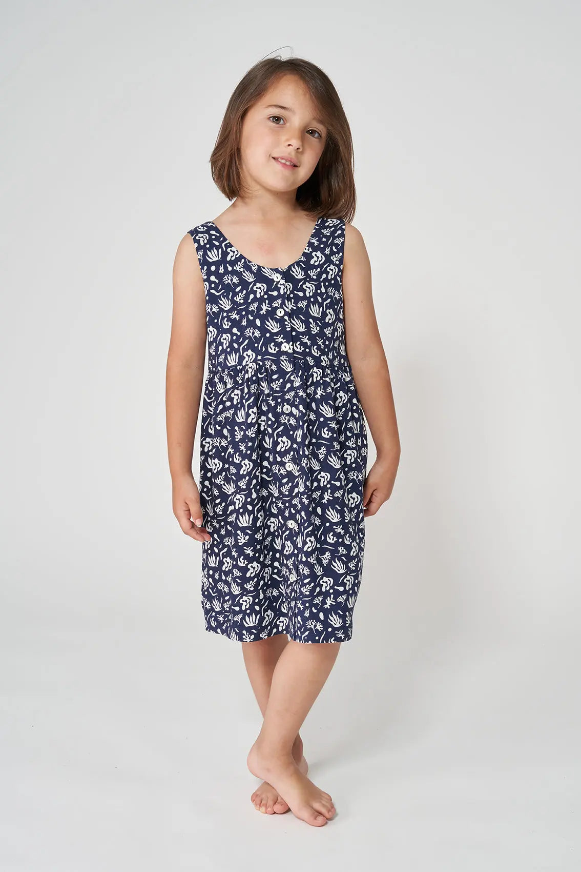 Viscose dress printed with sailor motifs