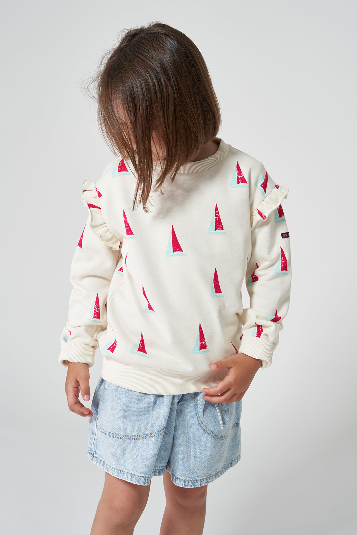 Girl's cotton terry sweater or sweatshirt