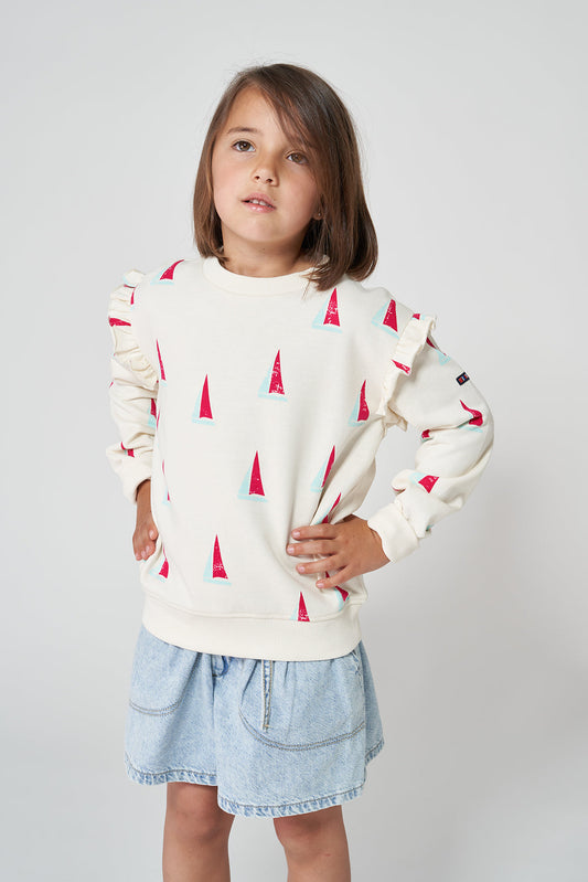 Girl's cotton terry sweater or sweatshirt