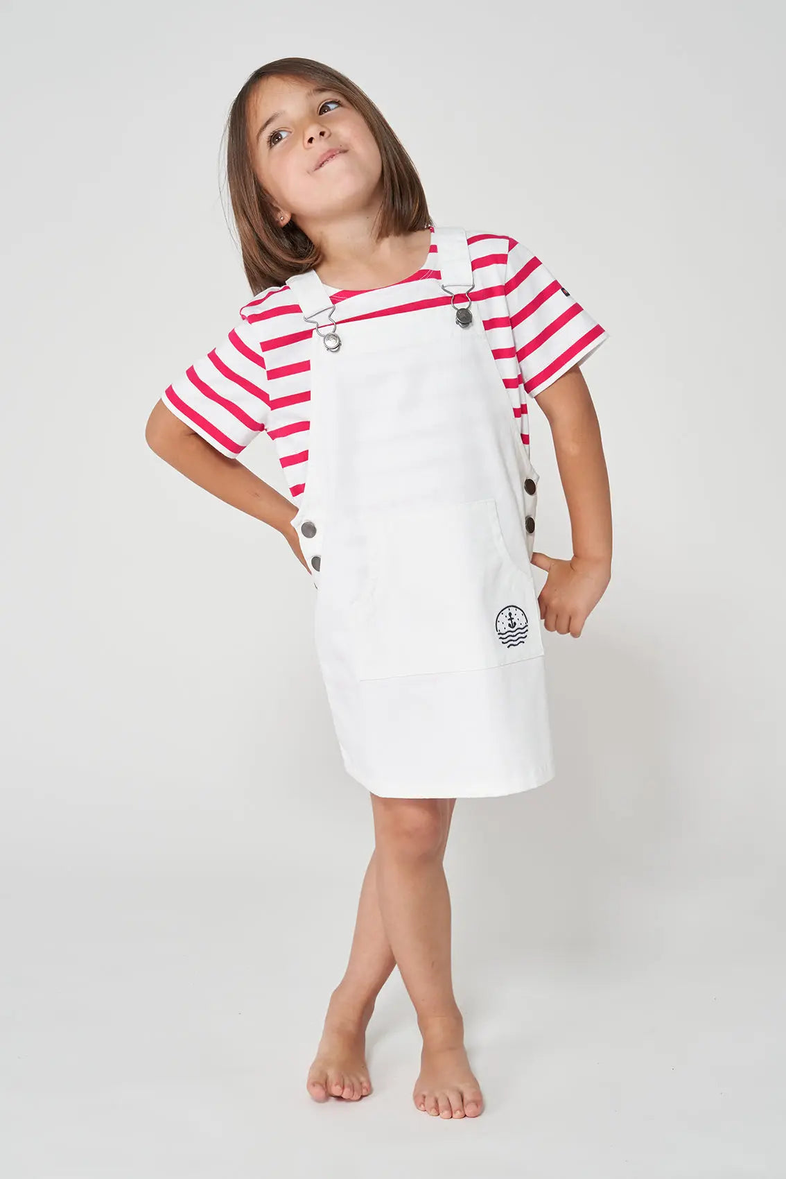 Strappy dress in cotton and spandex