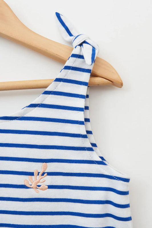 Striped cotton dress for girls with pockets