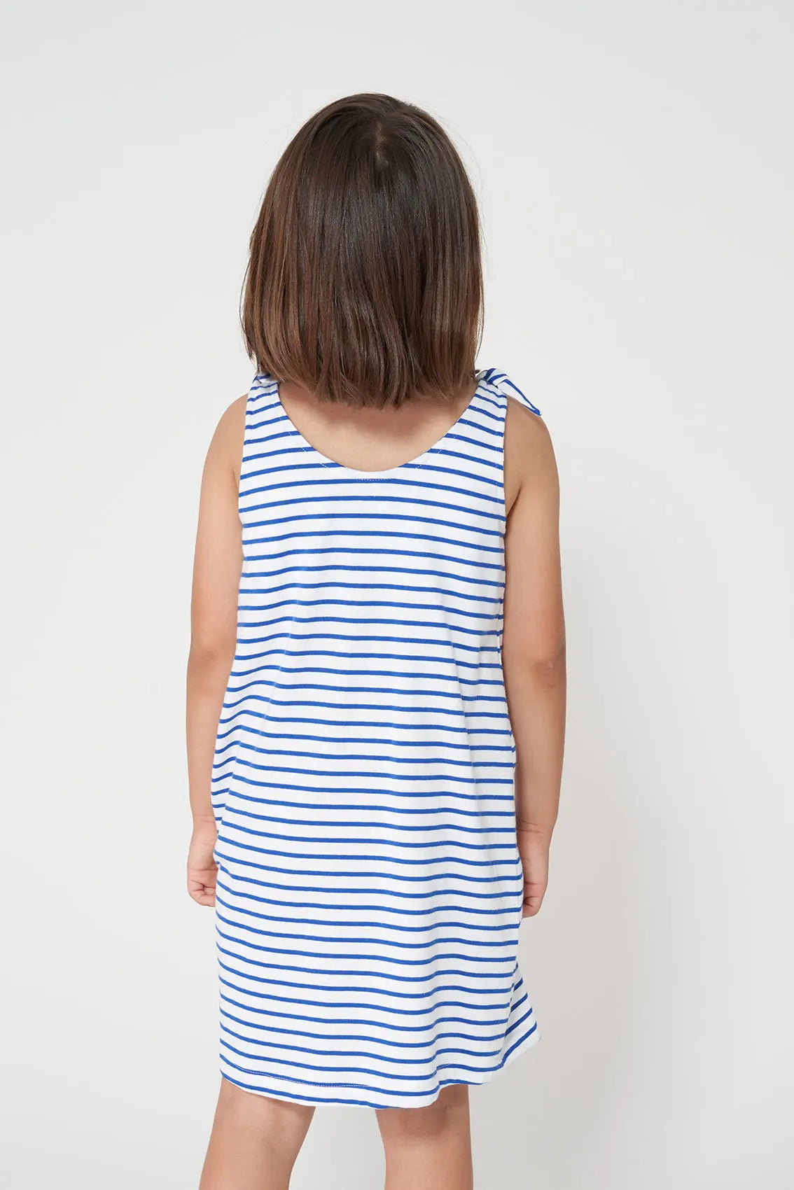 Girl's striped cotton dress with pockets