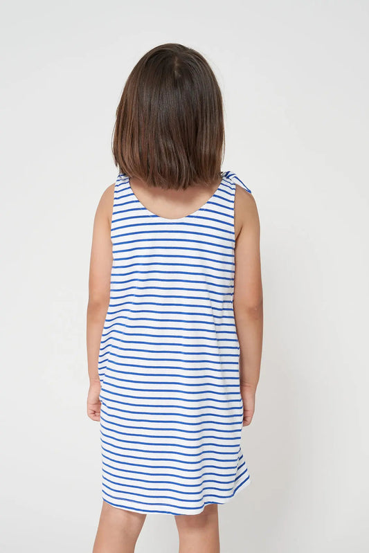 Striped cotton dress for girls with pockets