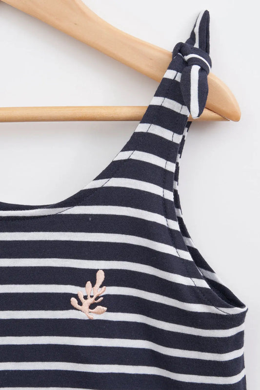 Girl's striped cotton dress with pockets
