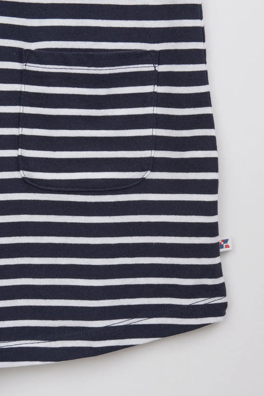 Girl's striped cotton dress with pockets