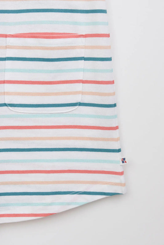 Striped cotton dress for girls with pockets