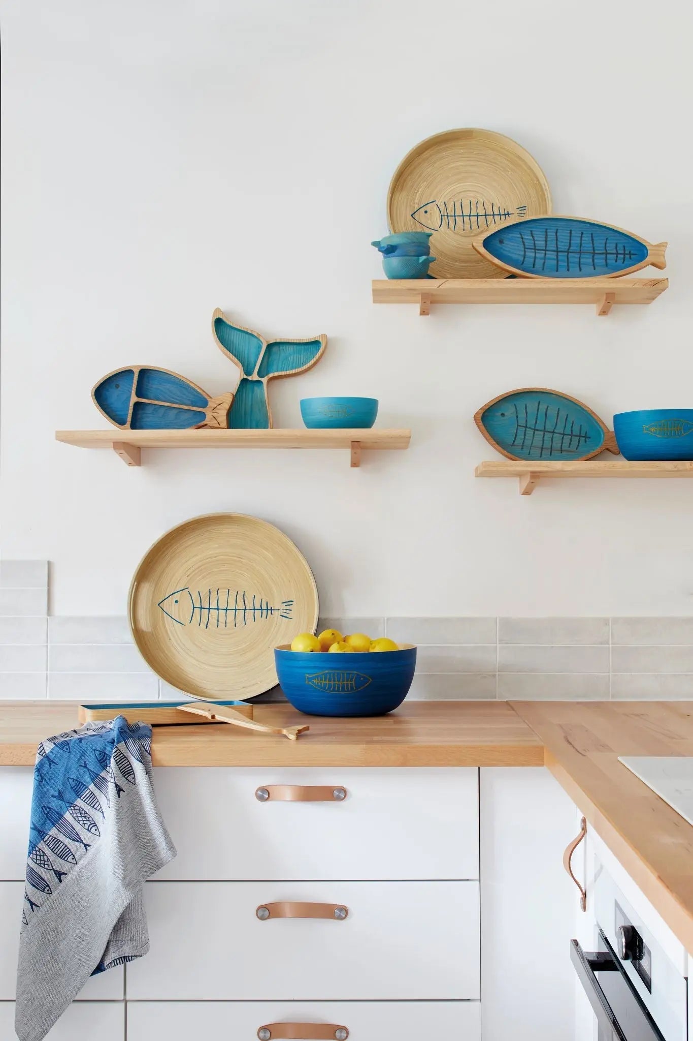 Set de tres cuencos de madera pez Batela