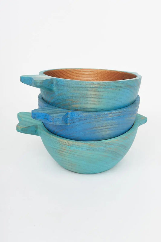 Set de tres cuencos de madera pez Batela