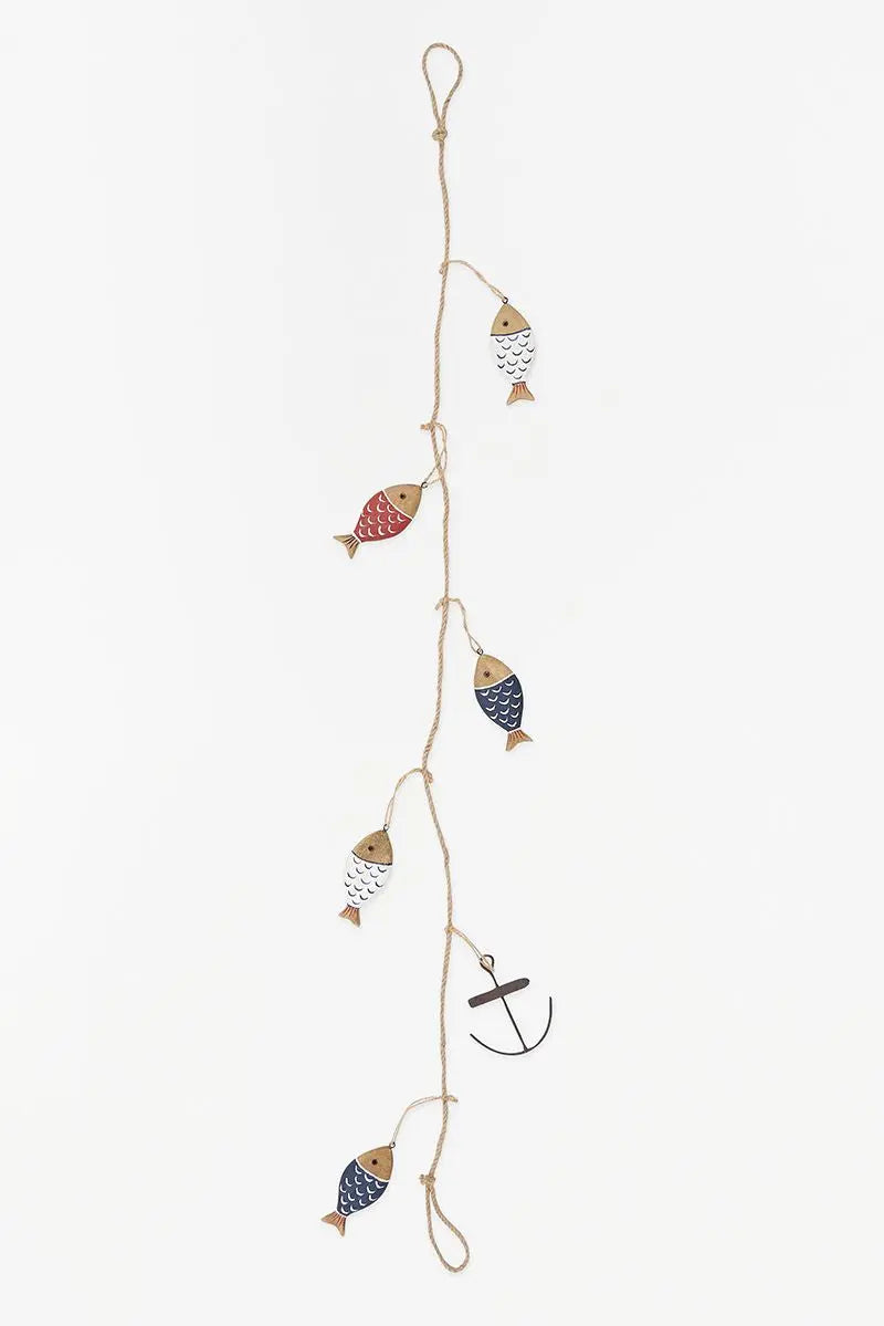 Guirlande poissons en bois et ancre