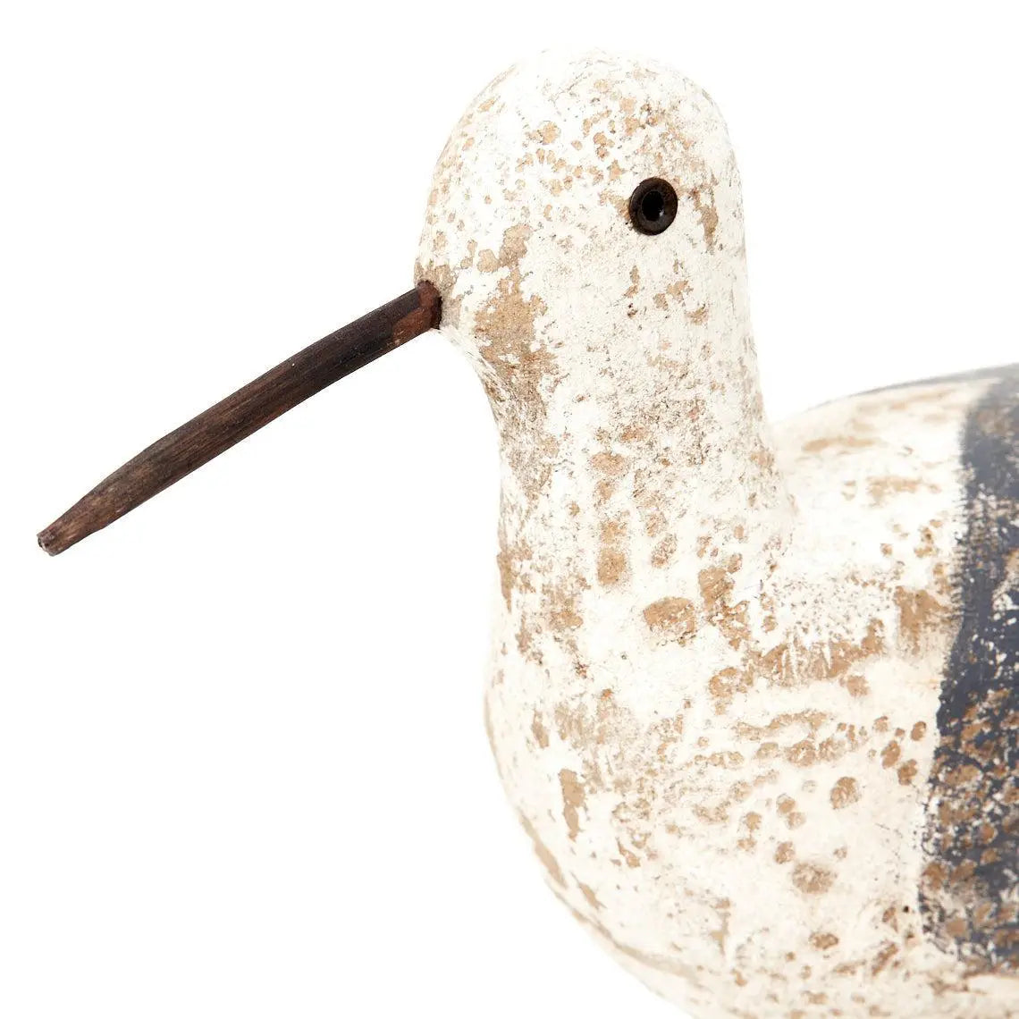 Pájaro con base de madera. Pintado en tonos blancos y grises - D2252 Decoración Náutica Batela