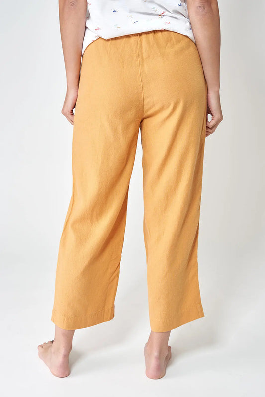 Pantalón fluido cropped en mezcla de lino